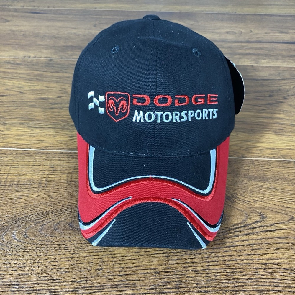 Vintage 2005 Dodge Motorsports Hat Ram Racing Strapback Black Red NASCAR Cap NWT